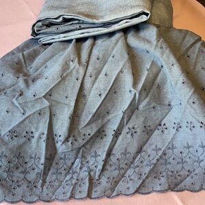 FINAL SALE PRICE King Size Gray Eyelet Scallop Edge Dust Ruffle